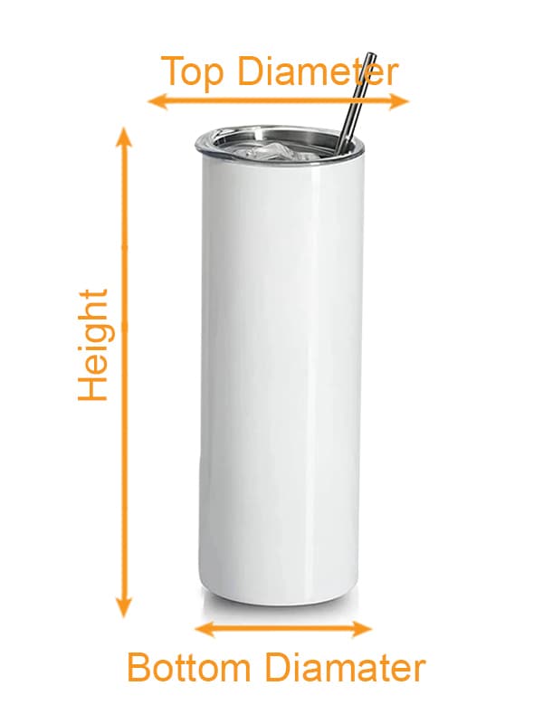 Straight Tumbler 20oz size chart imperial