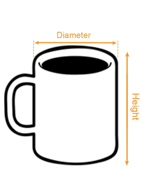3D Ceramic Mug 11oz (US) size chart imperial