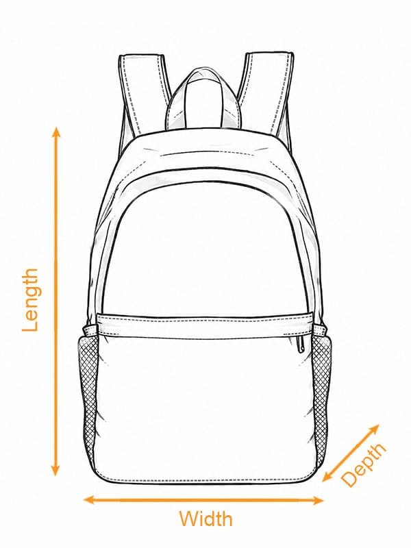 Casual Backpack (US Label) size chart imperial