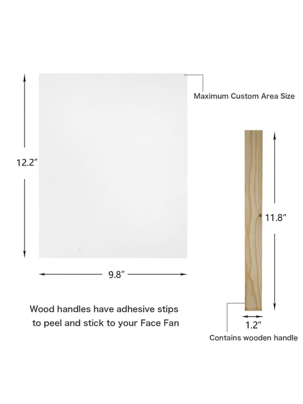 Custom Cutout Hand Fan (US) size chart imperial