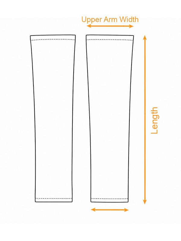Cooling Sports Arm Sleeves (US Label) size chart imperial