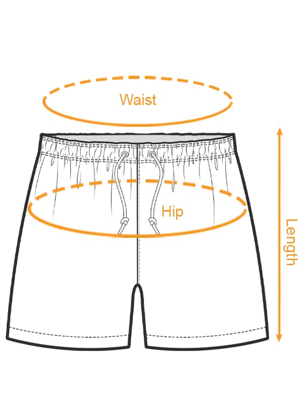 AOP Unisex Hawaiian Shorts (US) size chart imperial