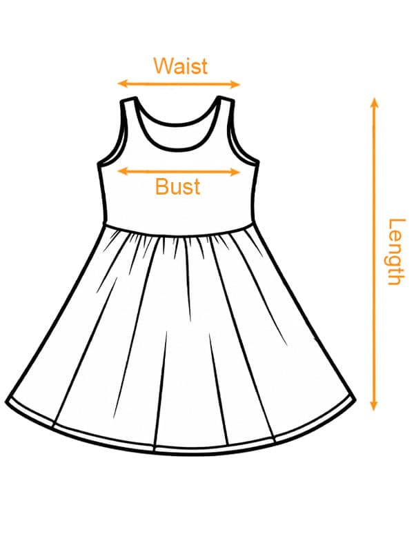 AOP Kid's Sleeveless Skater Dress (US) size chart imperial