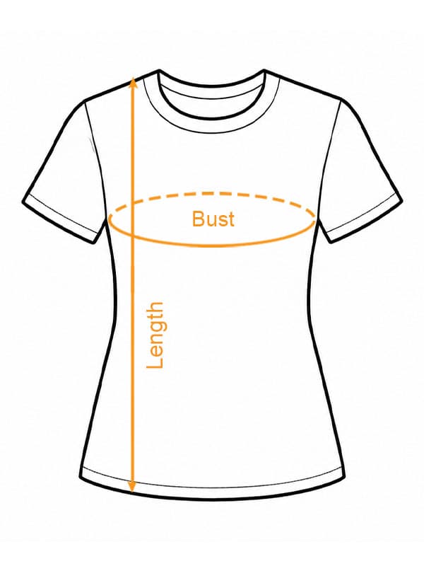 AOP Women's T-Shirt (US Label) size chart imperial