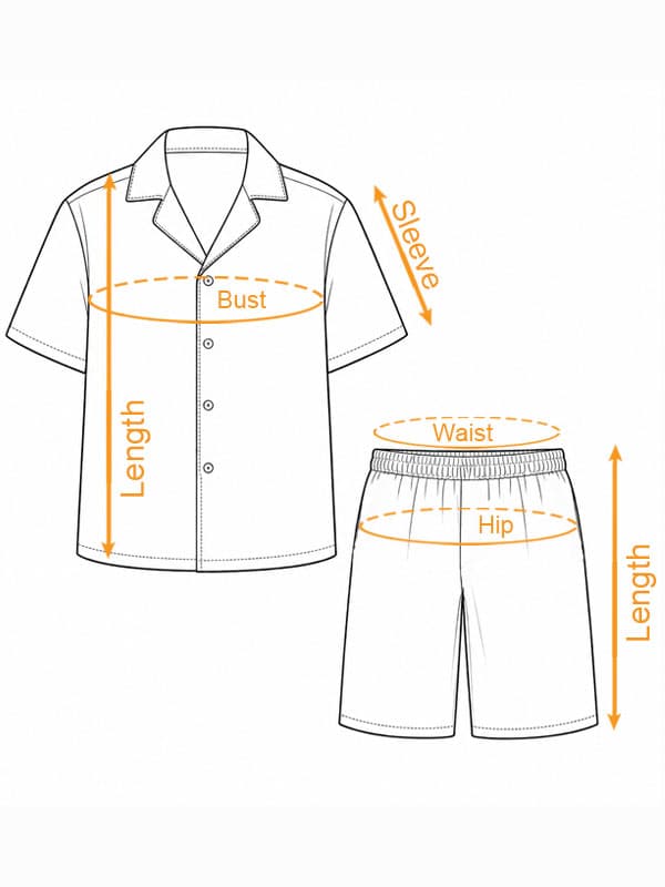 AOP Women's V-Neck Short Pajama Set (US) size chart imperial