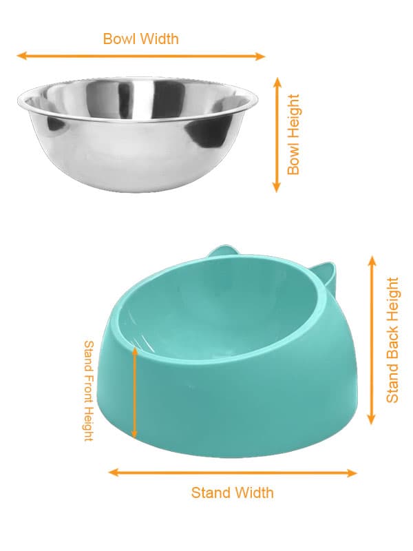 Pet Bowl with Stainless Steel Insert (US Label) size chart imperial