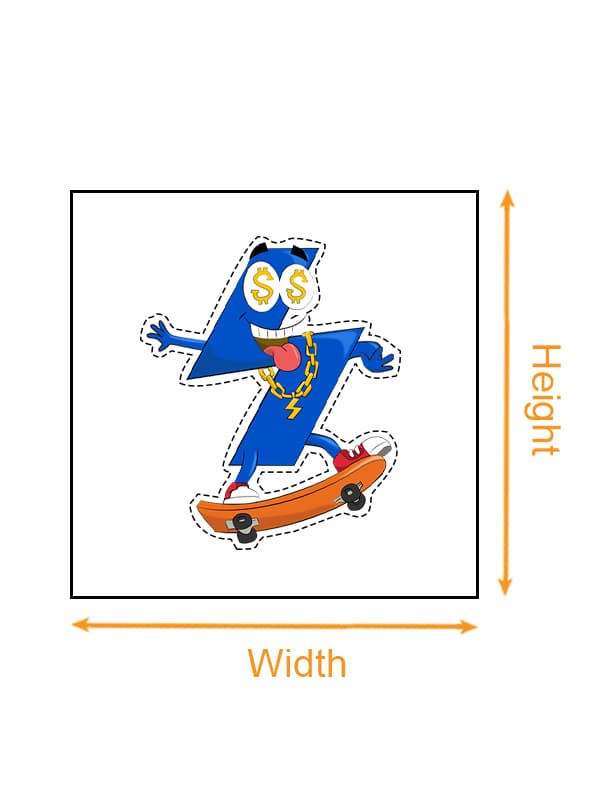 Cut-out Sticker (US) size chart imperial