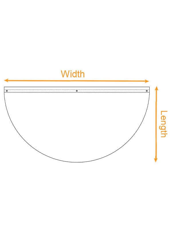 Semi-Circle Fence Flag (US) size chart imperial