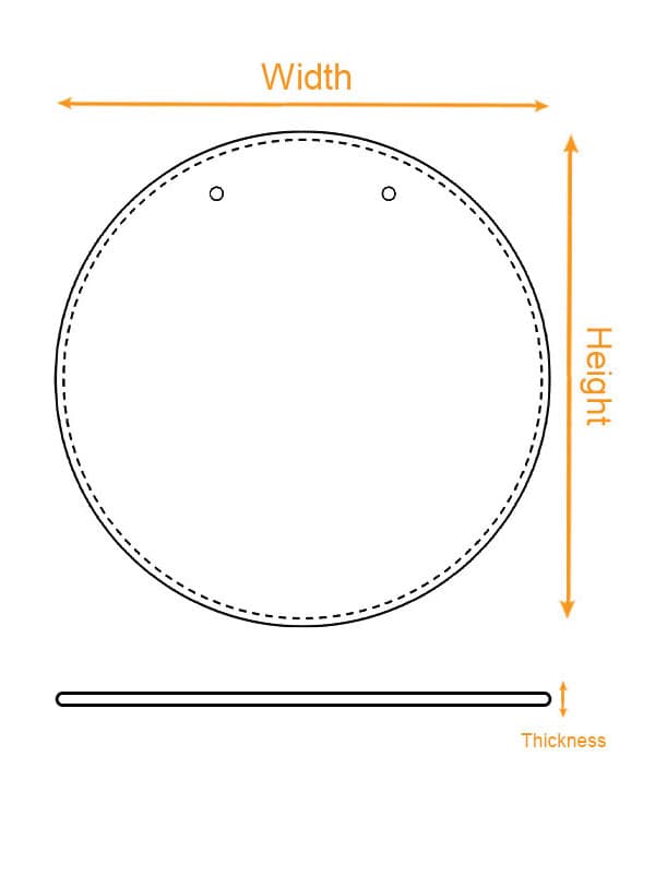Wooden Hanging Sign - Circle (US) size chart imperial