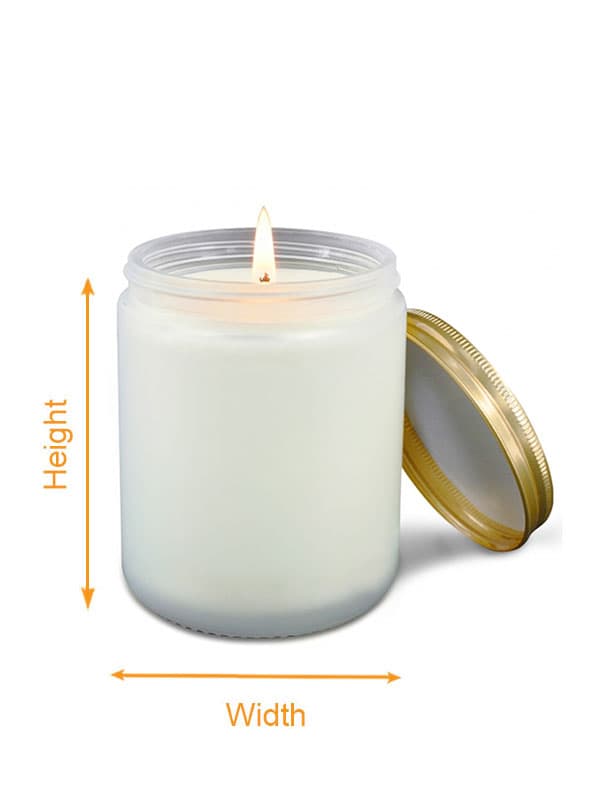 Frosted Glass Candle Jar (US) size chart imperial