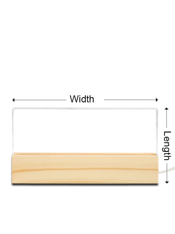 Rectangle Acrylic Night Light - Unprinted Base (US Label) size chart imperial