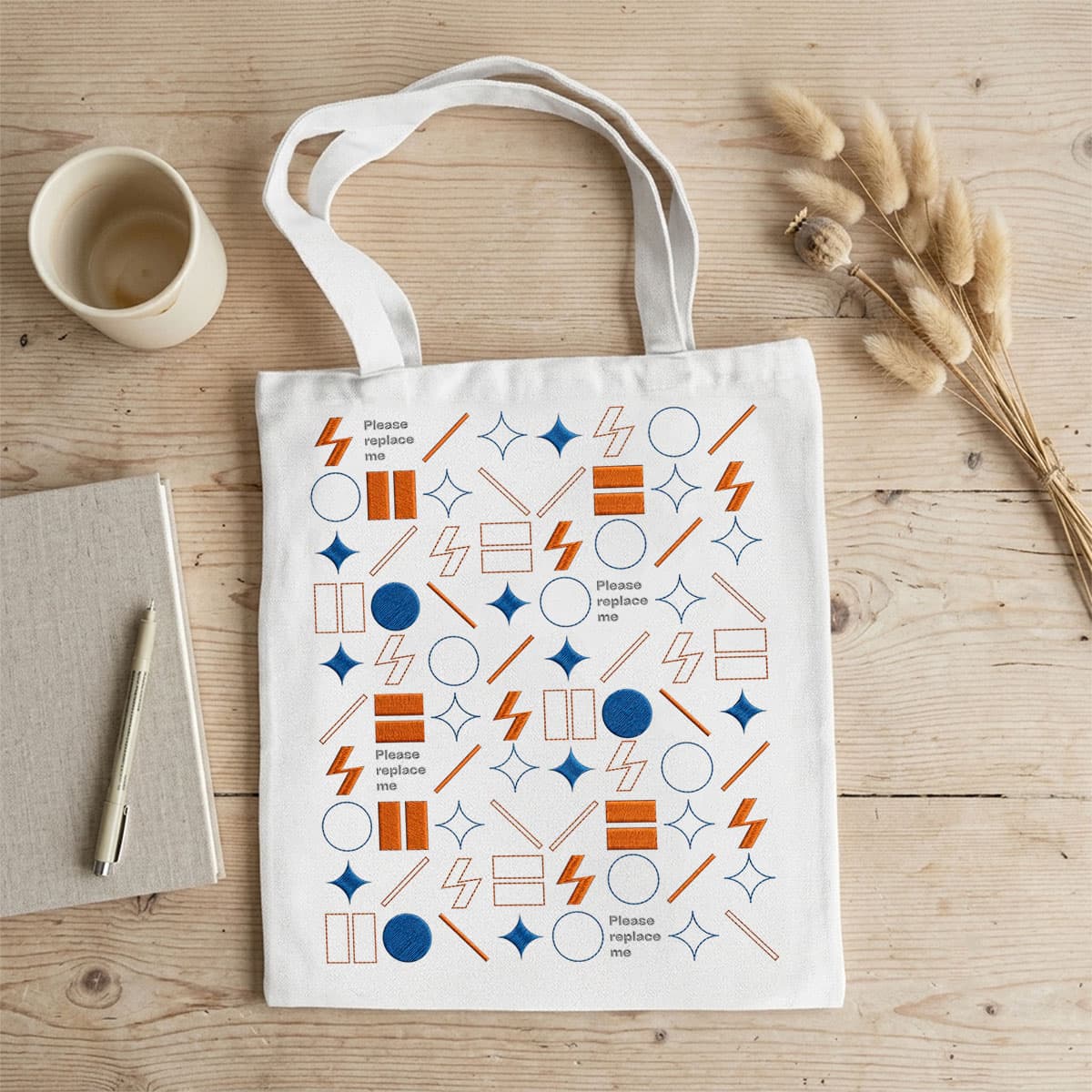 Faux Embroidered Canvas Tote Bag (VN)