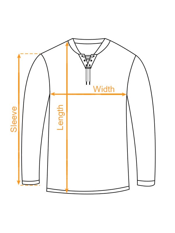 AOP Lace Neck Hockey Jersey (VN) size chart imperial