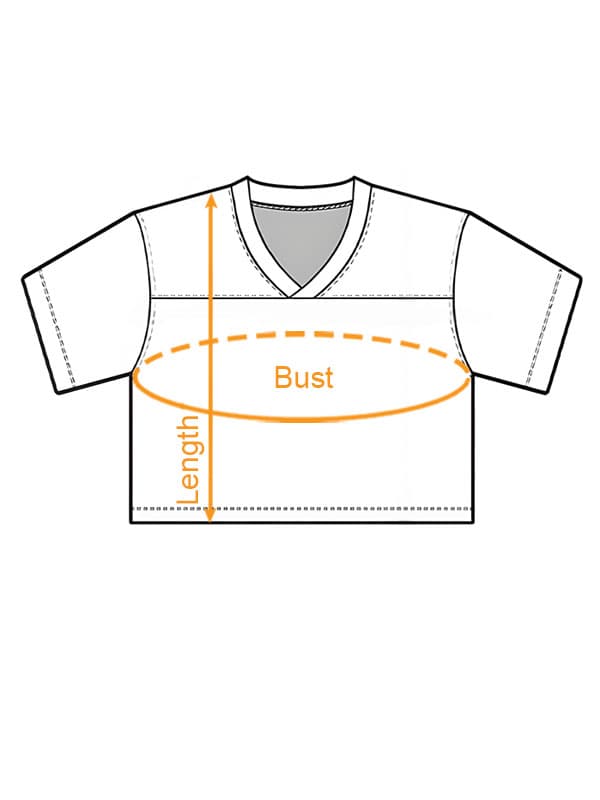 AOP Mesh Football Crop Top Jersey Shirt (VN) size chart imperial