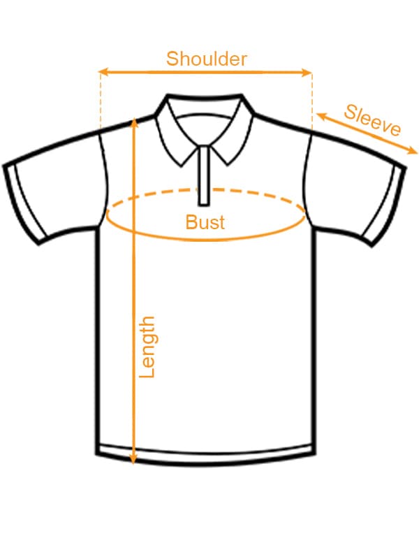 AOP Premium Men's Polo Shirt (VN) size chart imperial