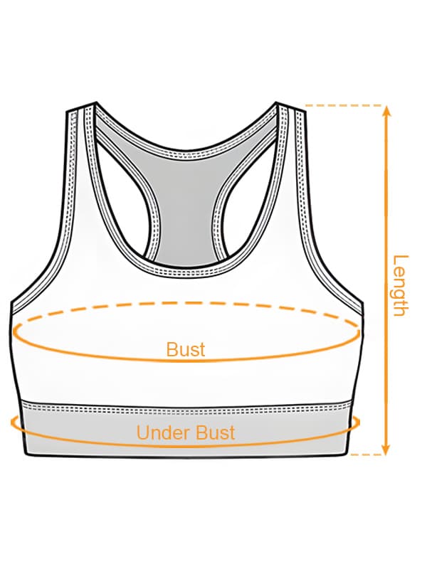 AOP Sports Bra (VN) size chart imperial