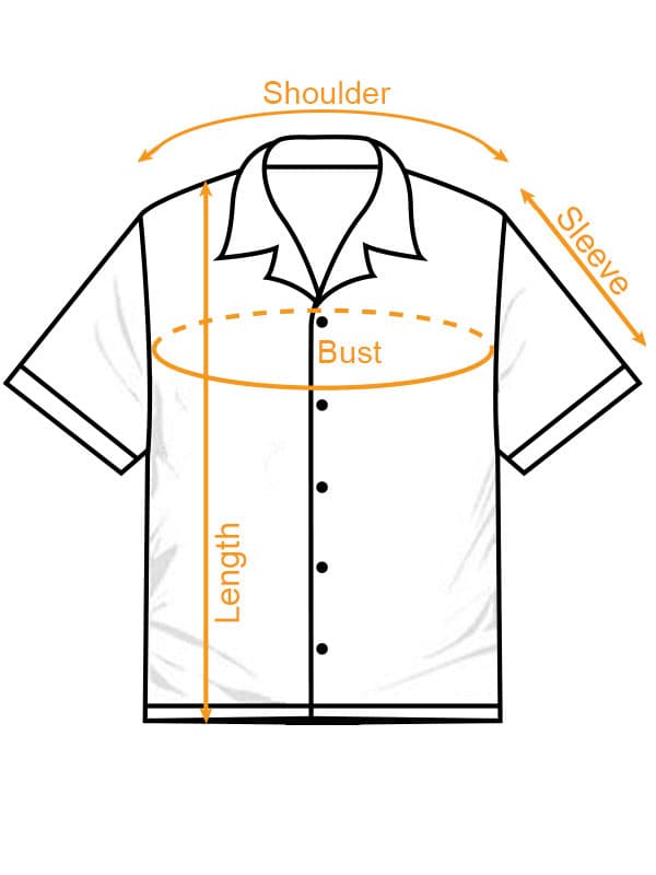 AOP Unisex Hawaiian Shirt (VN) size chart imperial