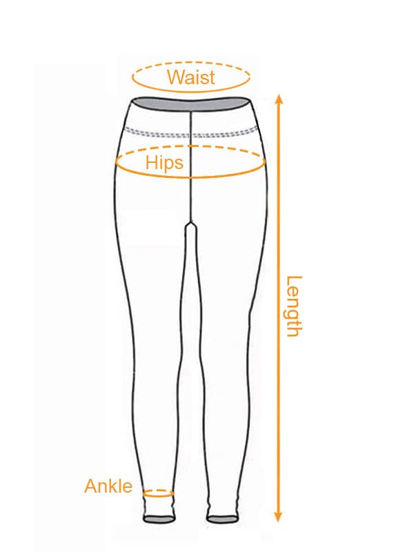 AOP Women's Leggings (VN) size chart imperial