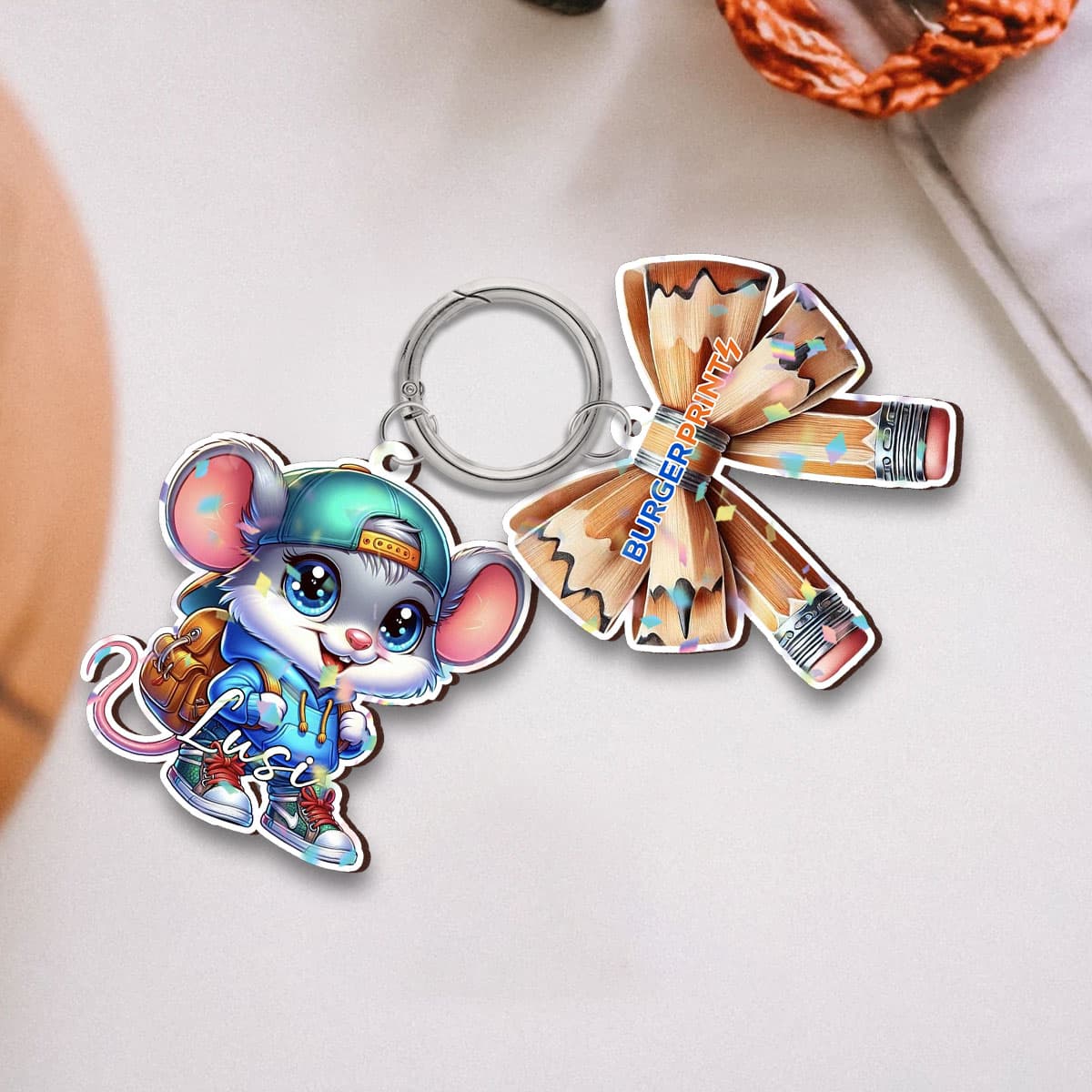 Holo Custom Keychain With Charm - 2 Sides (VN)