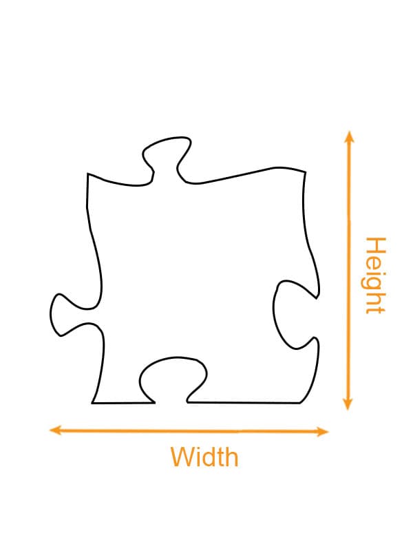 Puzzle Shaped Acrylic Block (VN) size chart imperial