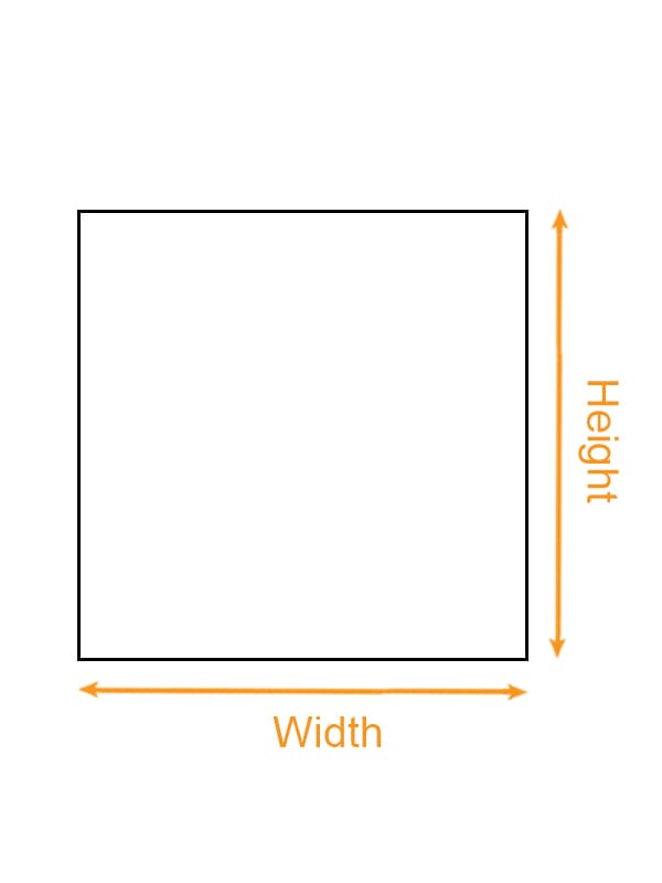 Square Shaped Acrylic Block (VN) size chart imperial