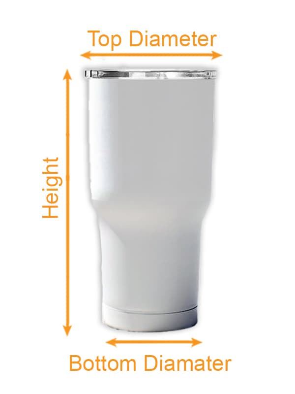 Tumbler 30oz - Half Print size chart imperial