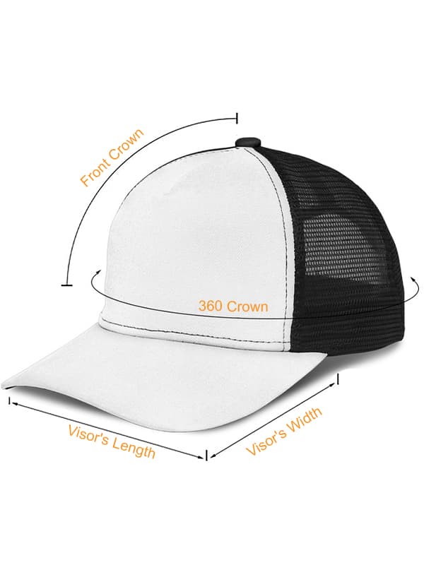 AOP Mesh Back Classic Cap (CN) size chart imperial