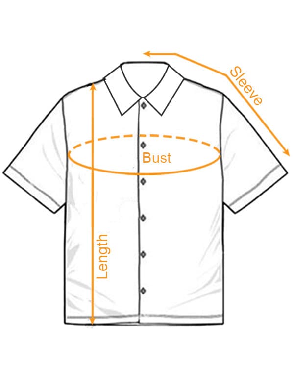 AOP Unisex Hawaiian Shirt size chart imperial