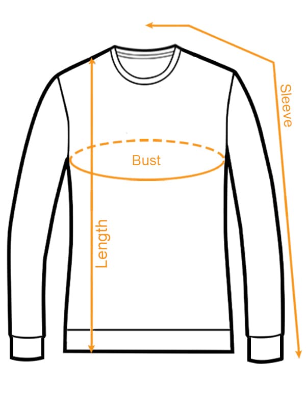 AOP Unisex Sweater size chart imperial