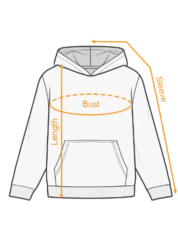 AOP Unisex Hoodie - Soft Felt Standard size chart imperial