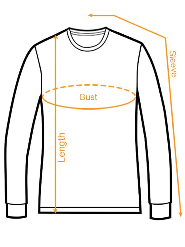 AOP Kid's Sweatshirt size chart imperial