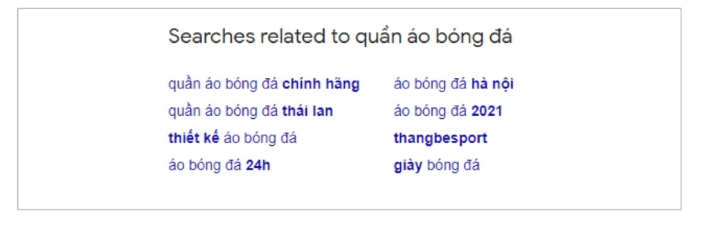 Từ khóa chủ đề áo bóng đá trên Google Search