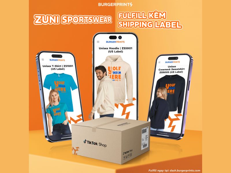 BurgePrints - đơn vị fulfill phôi áo Zuni Sportswear