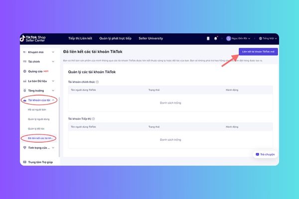 Liên kết tài khoản TikTok với TikTok Shop 