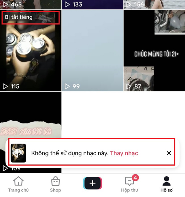 Video bị tắt tiếng bản quyền TikTok