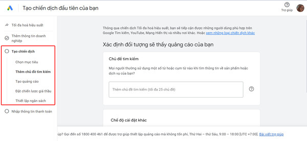 Tạo chiến dịch Google Display Ads