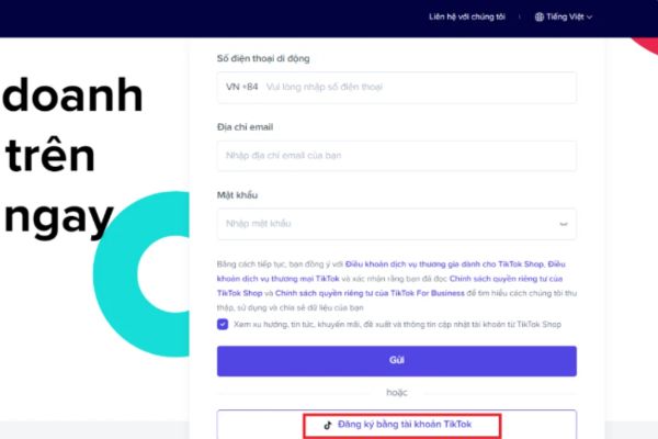 Cách mở tiktok shop