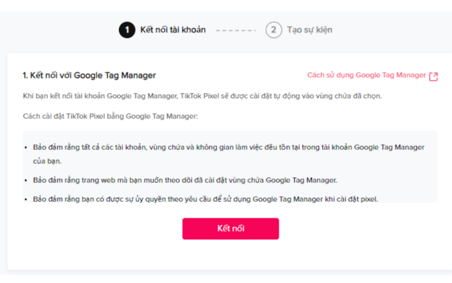 Kết nối tài khoản Google Tag Manager