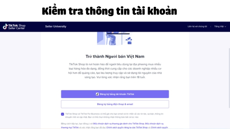 Kiểm tra thông tin tài khoản