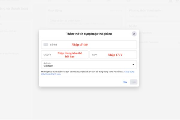 dùng thẻ Visa chạy quảng cáo Facebook
