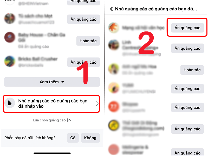 Xóa quảng cáo trên Facebook