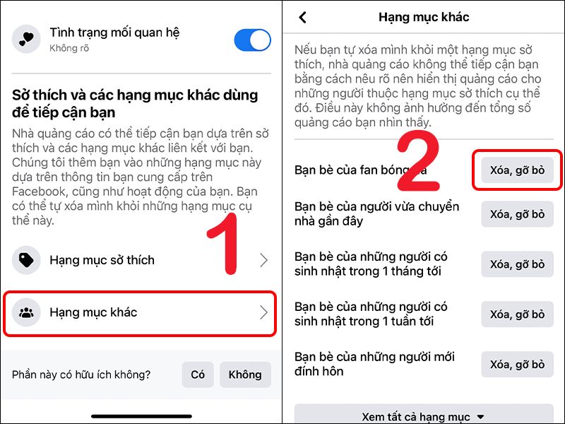 Xóa quảng cáo trên Facebook