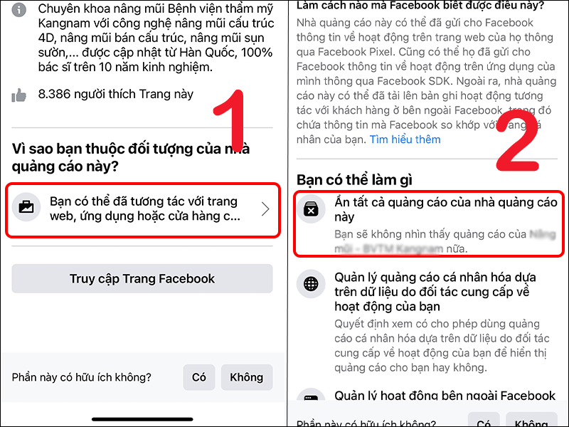 Xóa quảng cáo trên Facebook