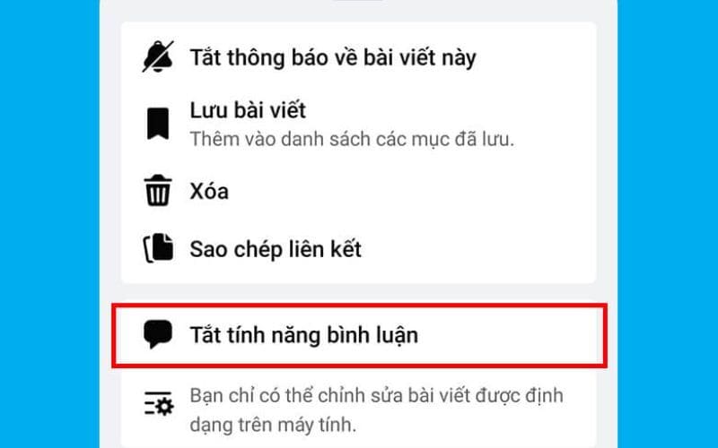 bình luận facebook bị từ chối