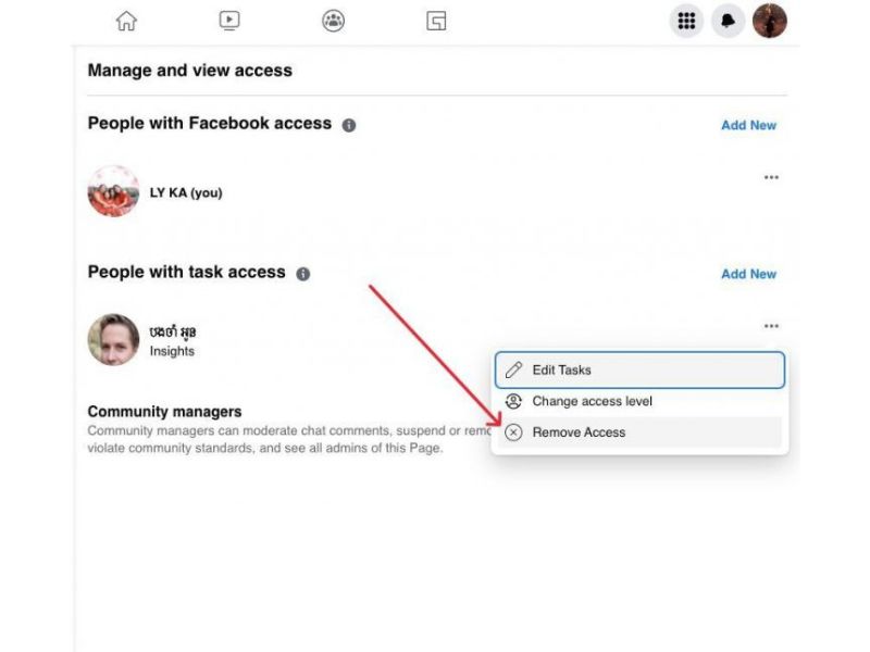cách xóa vai trò trên trang facebook