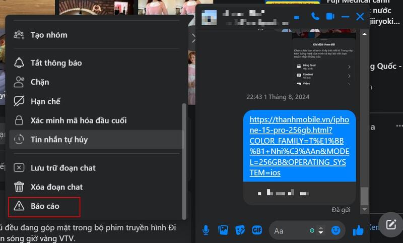 Hướng dẫn báo cáo tin nhắn trên Facebook