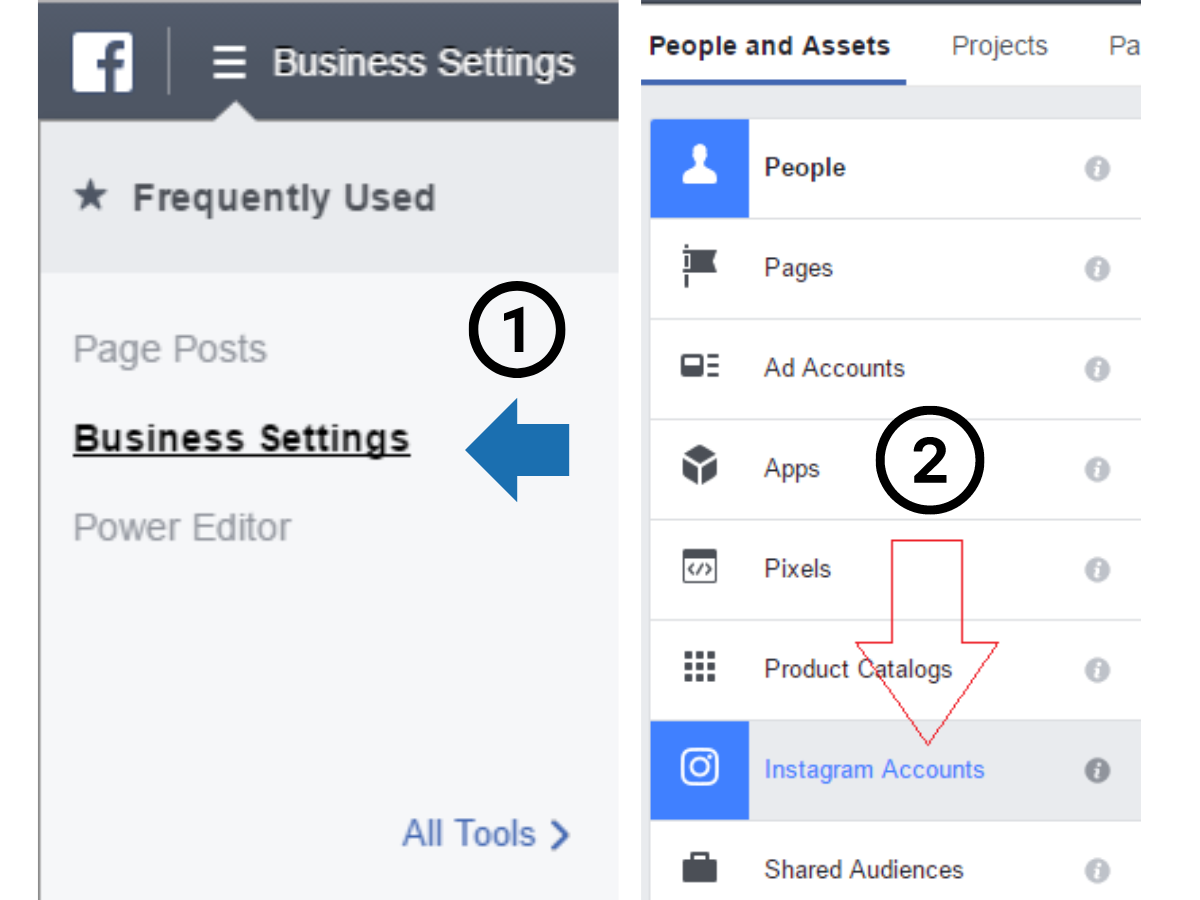 Bạn chọn mục “Business Settings”, rồi phần “Instagram Accounts”