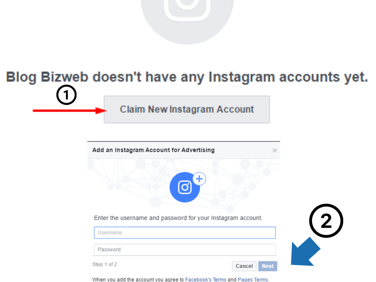 Tiến hành chọn “Claim New Instagram Account” sau đó điền thông tin và chọn “Next”