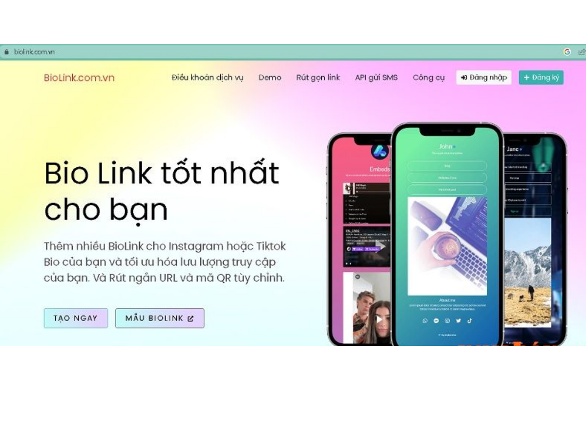 Truy cập vào trang web để tạo đường dẫn Bio link