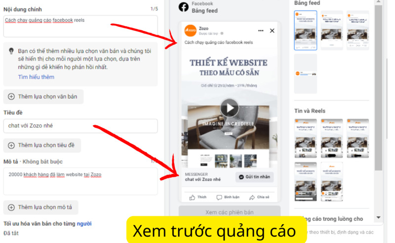 Thiết lập quảng cáo